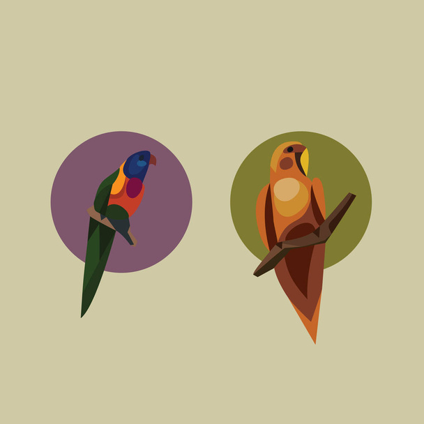 zwei Papageien-Ikonen - Vektor, Bild
