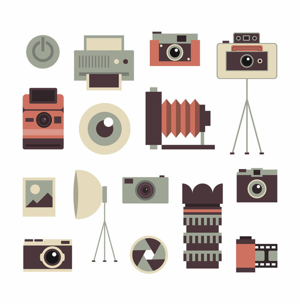 Conjunto de iconos de fotografía - Vector, imagen