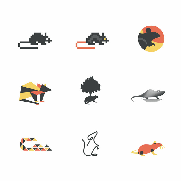 rats icons set - Vector, Image