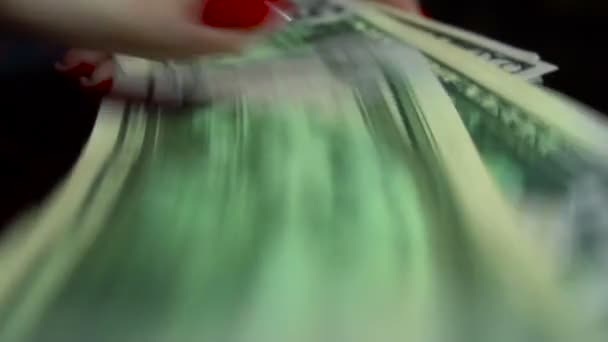 young business girl with pack of money in hands - Séquence, vidéo
