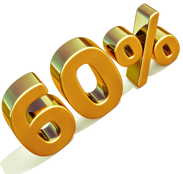 3d Gold 60 Sixty Percent Discount Sign - Foto, imagen