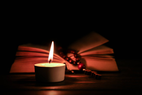 Burning candle and Bible - Fotografie, Obrázek