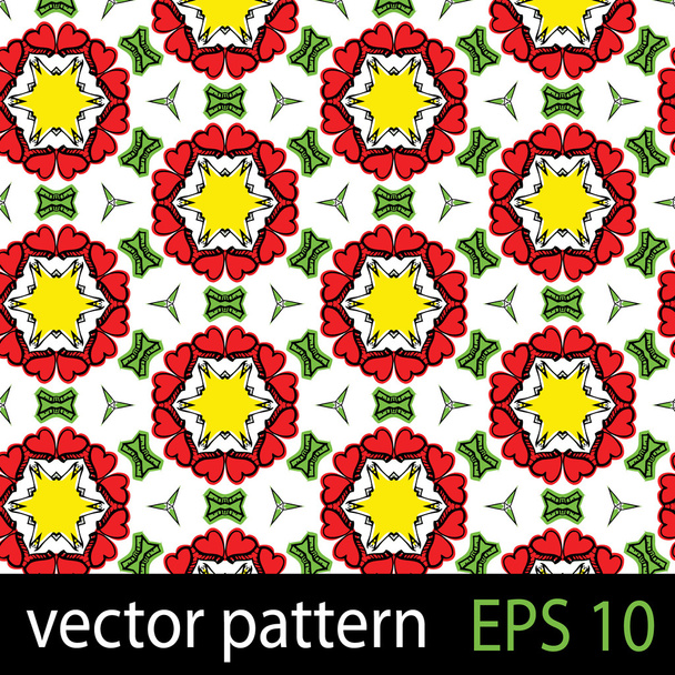 Black, red, yellow and green geometric figures seamless pattern scrapbook paper set - Vektor, obrázek