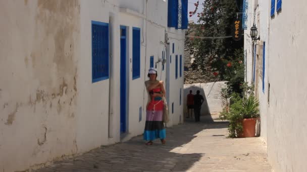 Side street in Sidi Bou Said Tunisia - Footage, Video
