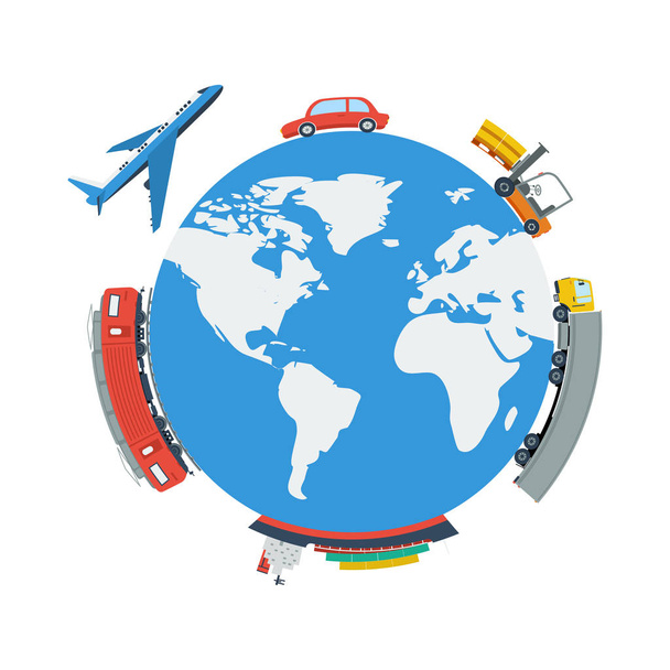 Globe Planet Logistic Concept - Vector, Image