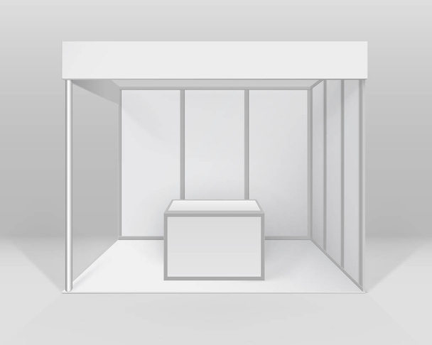 Vektorin valkoinen tyhjä sisäkaupan näyttely Booth Standard Stand for Presentation Counter eristetty taustalla
 - Vektori, kuva