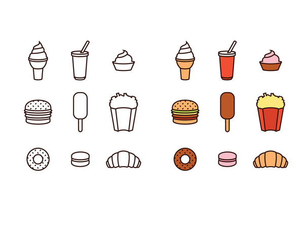 Set van fast food pictogrammen - Vector, afbeelding