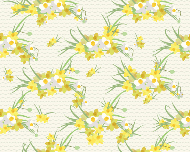 Floral narcissus retro vintage background - Διάνυσμα, εικόνα