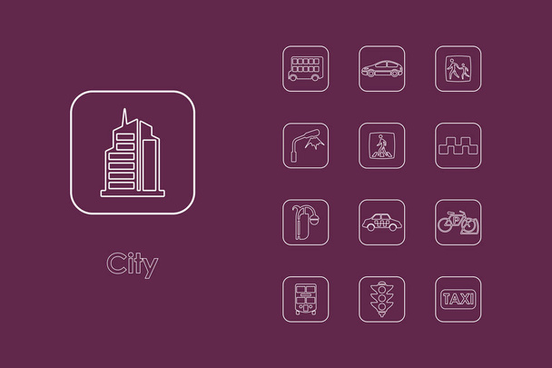 Set of city simple icons - Vector, afbeelding