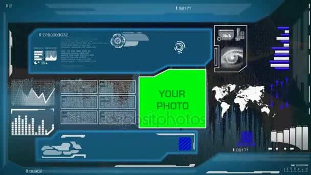 Auge-Scan - High-Tech-Layout - Kartensuche - Informationsgewinnung - Daten - blau - Filmmaterial, Video
