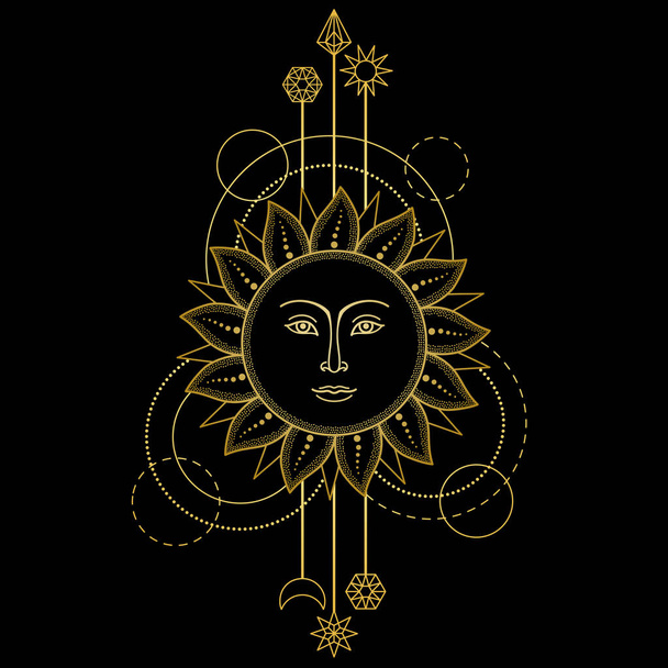 Gold Sun Modern Symbol - Вектор,изображение