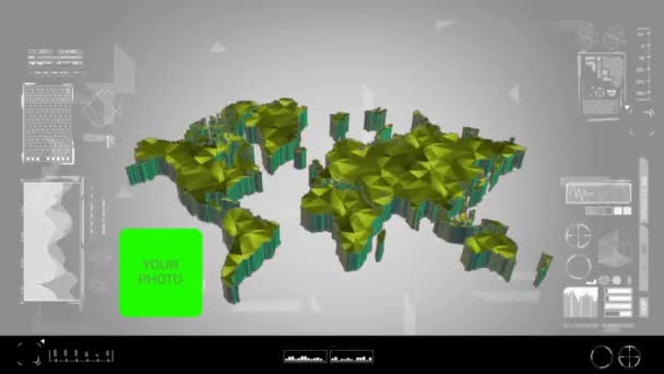 Fragmenty - rzut 3d mapy - na całym świecie skanowania - Projektowanie grafiki - żółty - cyfrowy - Materiał filmowy, wideo