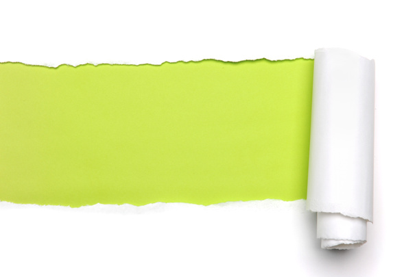 Vihreää taustaa näyttävä repeytynyt paperi
 - Valokuva, kuva