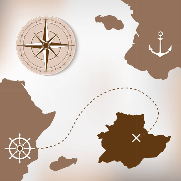 Antiguo mapa de papel del tesoro con islas
. - Vector, imagen