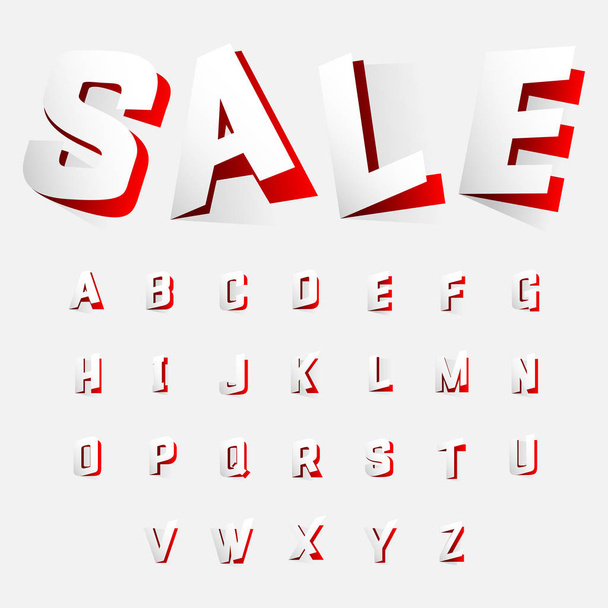 Letras do alfabeto cortadas de papel estilo vermelho
 - Foto, Imagem