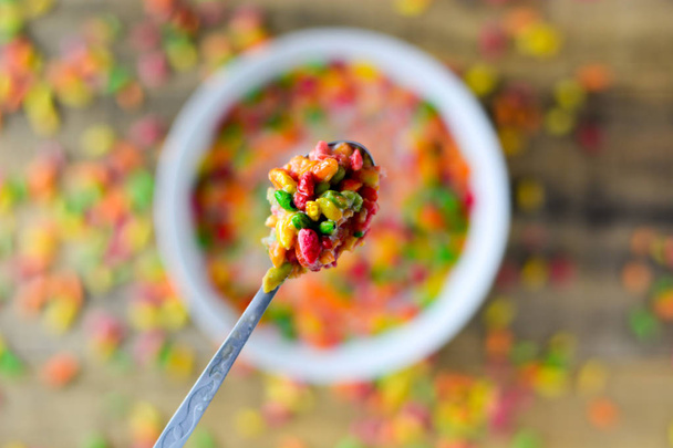Colorful puffed rice in the bowl - Photo, Image