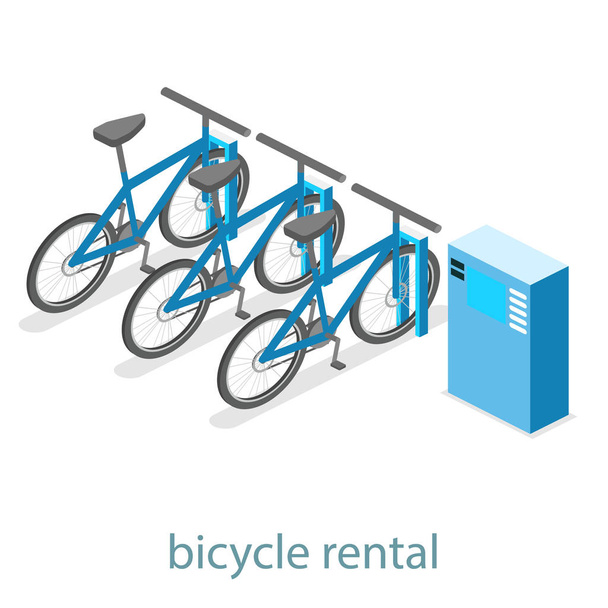 Isometric bicycles rental - Vector, Image