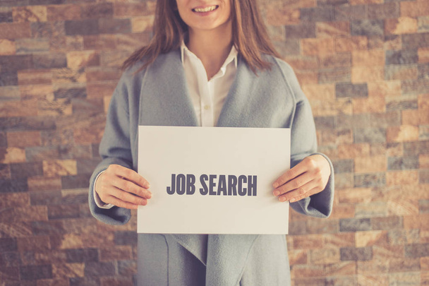 Woman presenting JOB SEARCH CONCEPT - Foto, Imagen