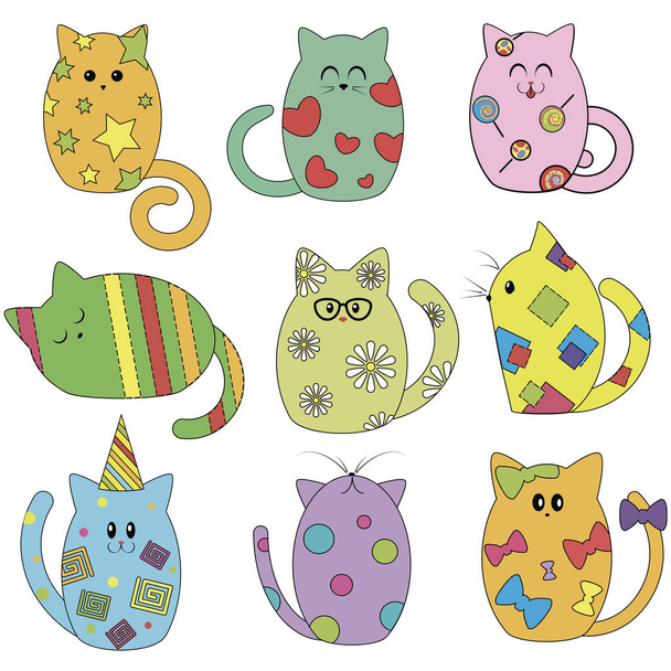 Graciosos gatos multicolores
 - Vector, imagen