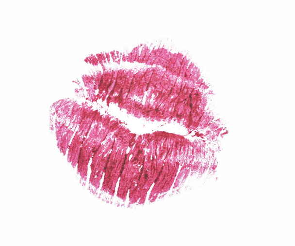 ピンクの口紅の接吻 - 写真・画像