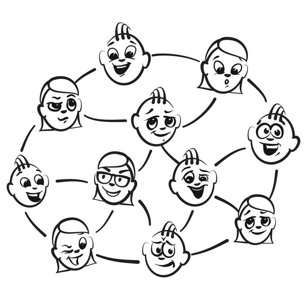 Stok figuur serie emoties - cirkel van vriend - Vector, afbeelding