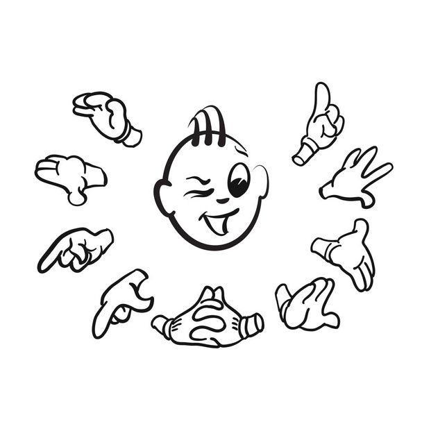 Winking stick figure with hands - Vector, Image