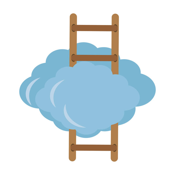 Merdiven simge görüntüsü ile bulut - Vektör, Görsel