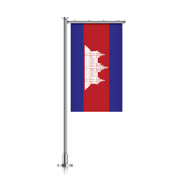 Kambodža vlajka na stožáru - Vektor, obrázek