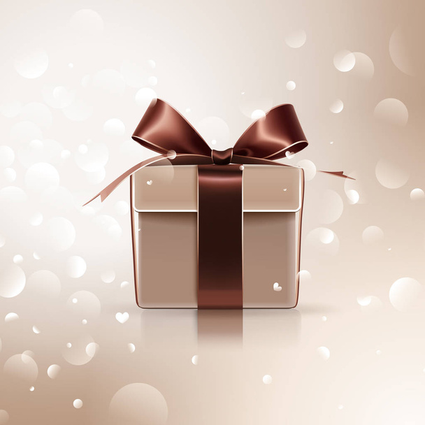 Gift with brown bow - Vector, imagen