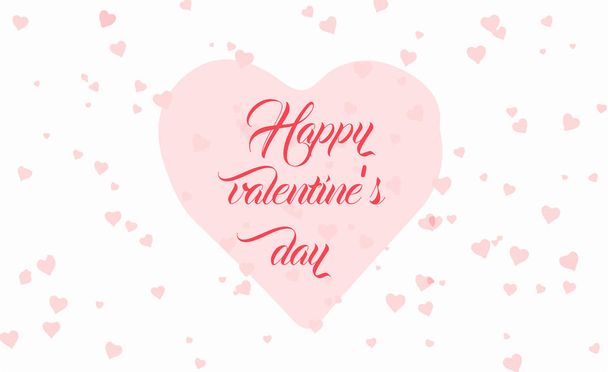 valentines background with heart and text pink colour - Vector, imagen