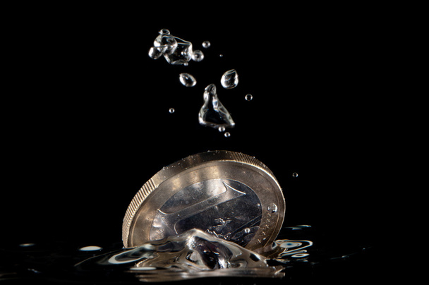 Splashing euro coin - Photo, Image
