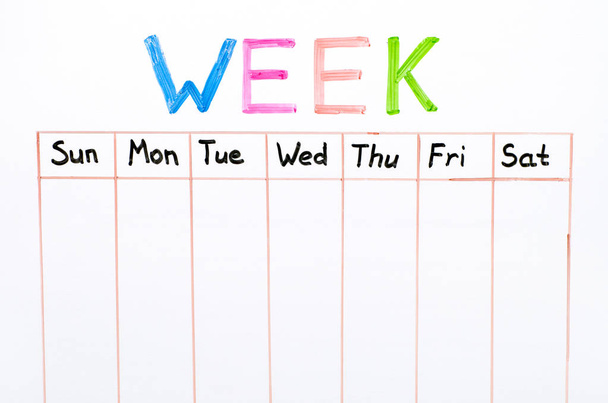 Seven days of the week writing on white board - Foto, Bild