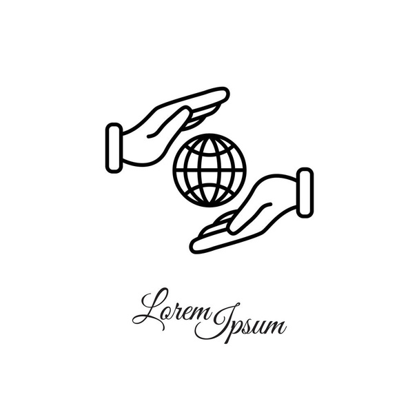  icon of globe in hands - Vector, Image