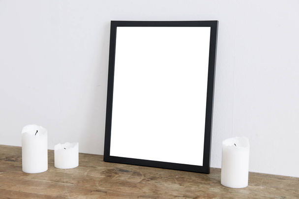 Empty frame with white paper for your text - Zdjęcie, obraz