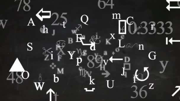 Trembling letters and signs - Background Loop - Symbols and drawings - Black Chalkboard - Footage, Video