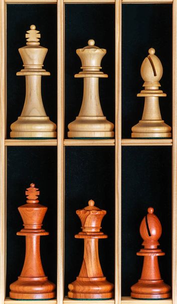 Set of chess pieces in a wooden box - Photo, Image