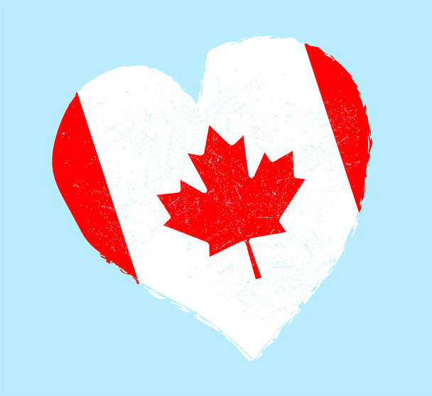 Flaga Kanady w kształcie serca grunge - Wektor, obraz