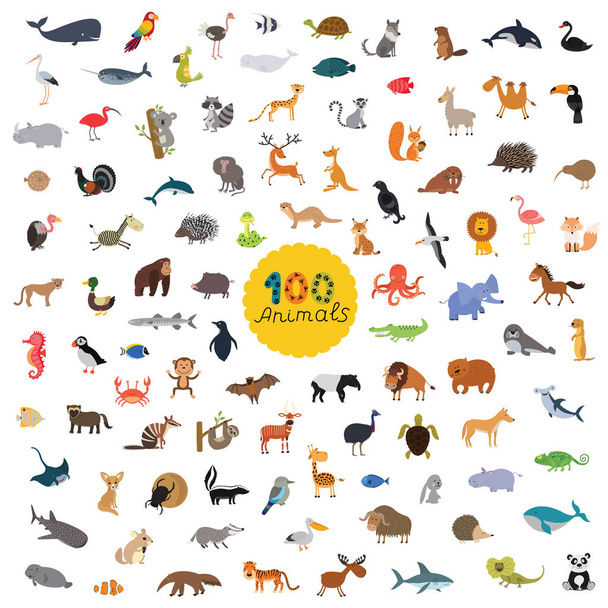 Nastavte sto zvířat na planetě - Vektor, obrázek