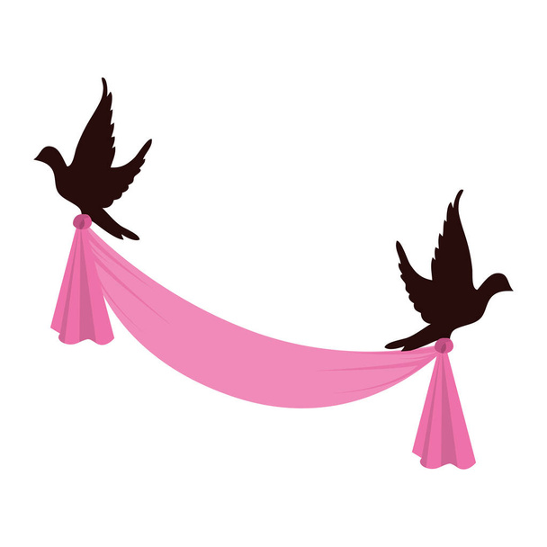 dove birds romantic card icon - Вектор,изображение