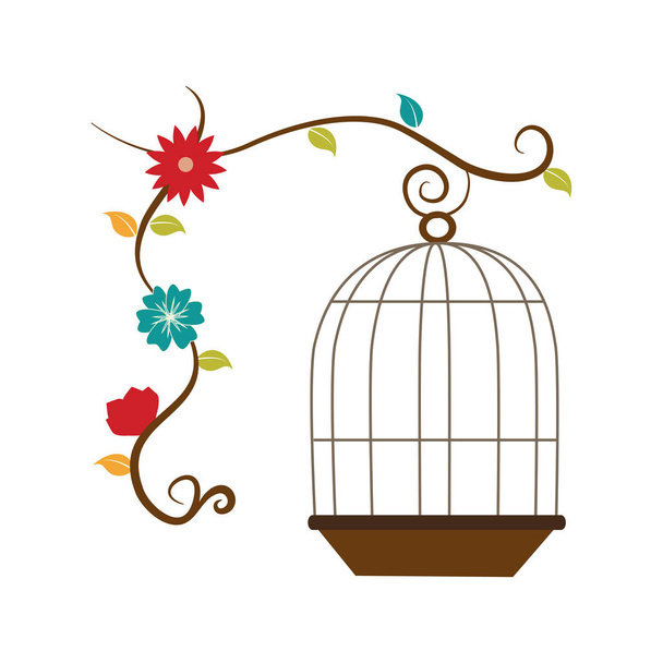 клітка з милою квітковою декоративною іконою
 - Вектор, зображення