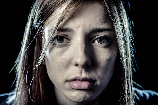 teenager girl or woman in stress and pain suffering depression looking sad - Fotoğraf, Görsel