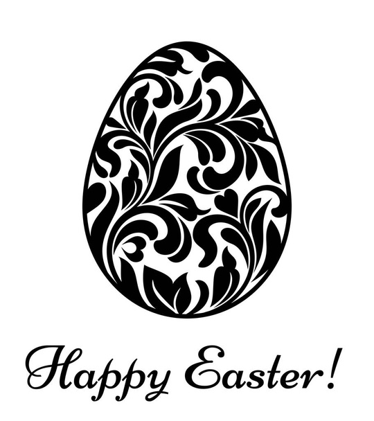 Happy Easter. Easter egg made of swirls and floral elements isolated on a white background - Vettoriali, immagini