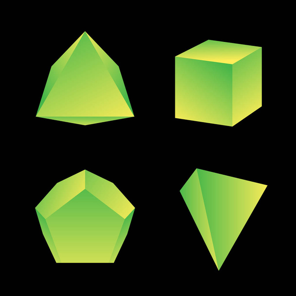 vector glossy platonic solids se - Vektör, Görsel