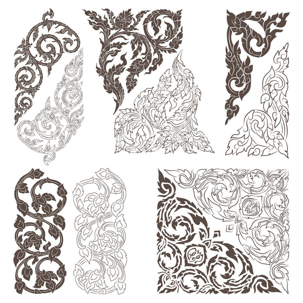 set of traditional Thai ornaments - Vector, afbeelding