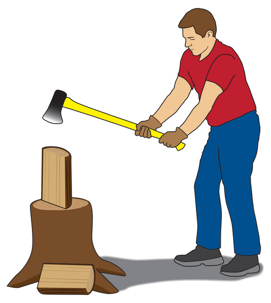 man splitsing brandhout - Vector, afbeelding