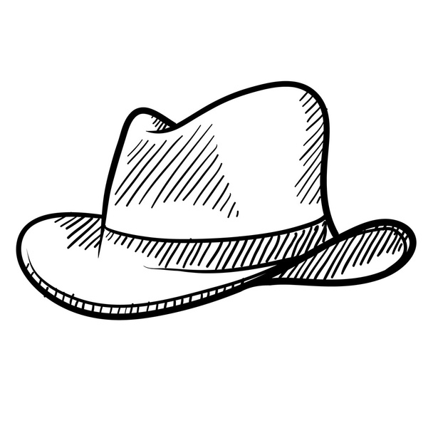 καπέλο ή σκίτσο του fedora - Διάνυσμα, εικόνα