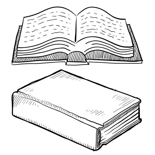 Library book or bible sketch - Vector, Image