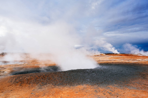 Geothermal area Namafjall with steam eruptions, Iceland, Europe - Photo, Image