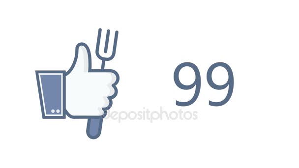 animation thumb up with fork icon on white background. food concept. - Footage, Video