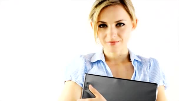 Attractive business woman smiling - Footage, Video